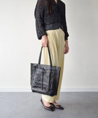 INTER-CHAUSSURES 【ANDREA CARDONE ITALI】メタリックレザートートバッグ ブラック