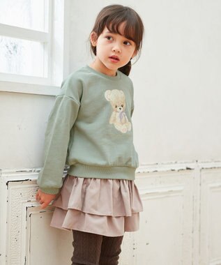 ANY KIDS アニマルプリントトレーナー ミント×クマ