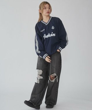 WEGO 【ユニセックス着用ITEM】ナイロングラフィックプルオーバー ネイビー