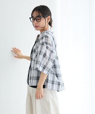 CRAFT STANDARD BOUTIQUE バックギャザーポンチョシャツ Check Ivory