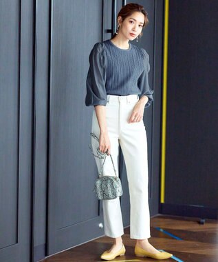 Tiaclasse 【洗える】袖ドッキングリブニットトップス ブルー