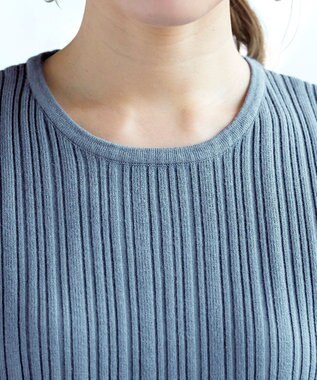 Tiaclasse 【洗える】袖ドッキングリブニットトップス ブルー