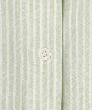 23区 【洗える】LIBECO バンドカラー シャツ メロンストライプ