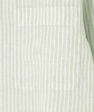 23区 【洗える】LIBECO バンドカラー シャツ メロンストライプ