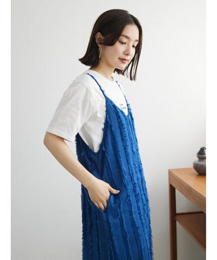 Green Parks フェザージャガードキャミワンピース Blue