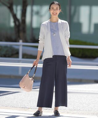 J.PRESS LADIES セルロースジャージー ミディ丈 カーディガン ライトグレー系