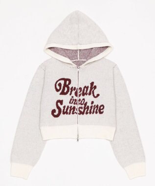 WEGO フラッフィーグラフィックジャガードニットZIPパーカー ホワイトアイボリー