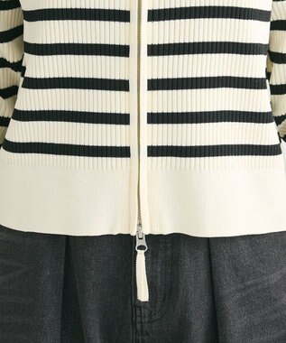 Green Parks ＺＩＰ付きニットカーディガン Border