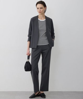 ICB ナイロンストレッチポンチ セミワイドパンツ チャコール