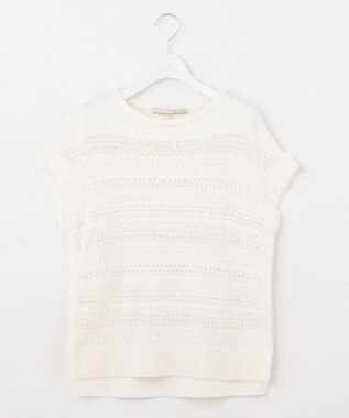 自由区 【洗える】フリンジディテール ニット アイボリー系