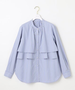 ANY SIS L 【洗える】ラッフルレイヤード ブラウス ブルー系