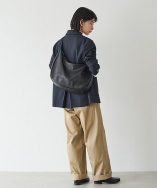 russet ソフトレザーラウンドビッグショルダーバッグ(CE-1325-WEB) Black2（シルバー金具）