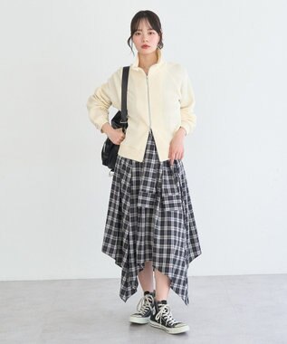 earth music&ecology イレヘムチェックシャツライクスカート Black