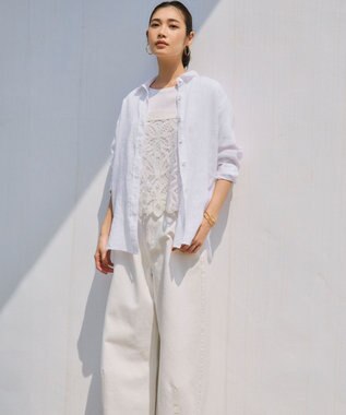 23区 【SLOW/一部店舗限定】LIGHT DENIM バレルワイド パンツ ホワイト系