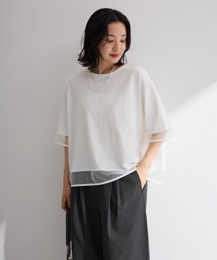 Green Parks 【適ON】遮熱チュールドッキングプルオーバー Off White