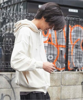 WEGO ピグメントハーフZIPロゴプルパーカー キナリ