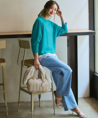 23区 【見上愛さん着用/Oggi掲載/接触冷感】23区DENIM サマー ストレート ワイド パンツ スカイブルー系