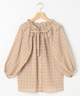 組曲 S ライトトロピカルロールネック ブラウス ベージュ系3