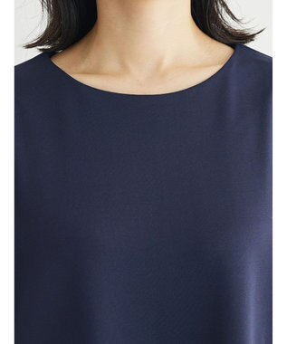 Green Parks マジョリカ袖ドッキングワンピース Dark Navy