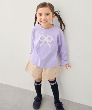 ANY KIDS 【綿100%】リボンアソート 長袖Tシャツ ラベンダー
