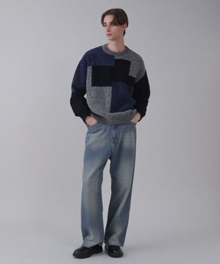 WEGO 【ユニセックス着用ITEM/SMLサイズ展開/ウエスト調整可】バギーデニムパンツ デニム中濃加工色