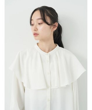 earth music&ecology ケープカラーブラウス Off White