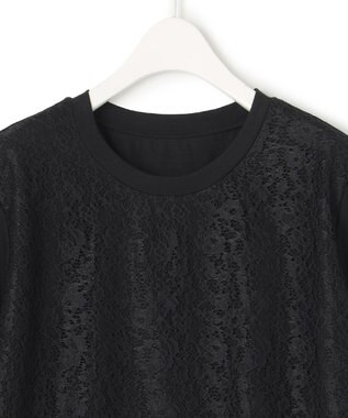 ICB 【洗える】レースコンビジャージー プルオーバー ブラック系