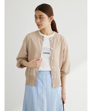 Green Parks ・ＥＬＥＮＣＡＲＥ　ＤＵＥ　パールボタンシアーカーデ Gray Beige