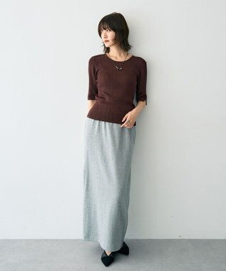 YECCA VECCA 5分袖リブニット Brown