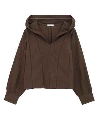CRAFT STANDARD BOUTIQUE 梯子レースフード付きブラウス Brown