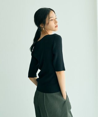 YECCA VECCA 5分袖リブニット Brown