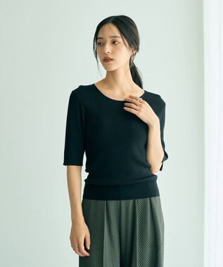 YECCA VECCA 5分袖リブニット Brown