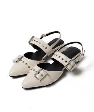 WEGO ハトメベルトポインテッドシューズ オフホワイト