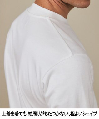 GOTAIRIKU 仕事で着られる綿100%【クルー以上モック未満】カバーネック DRESS Tシャツ(26年モデル) ホワイト系