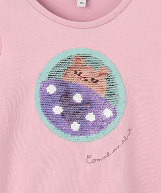 ANY KIDS ミラクルスパンコール長袖Tシャツ ピンク（オムライス×クマ）
