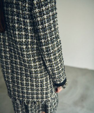 GRACE CONTINENTAL フリンジツイードジャケット ブラック