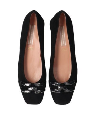 INTER-CHAUSSURES 【INTER-CHAUSSURES】スクエアトウローヒールバックルパンプス ブラックスウェード