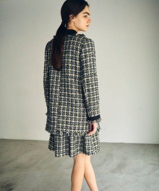 GRACE CONTINENTAL フリンジツイードジャケット ブラック