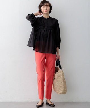 23区 【先行予約】コットンボイル ピンタック ブラウス ブラック系