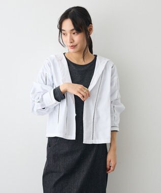 CRAFT STANDARD BOUTIQUE 梯子レースフード付きブラウス White