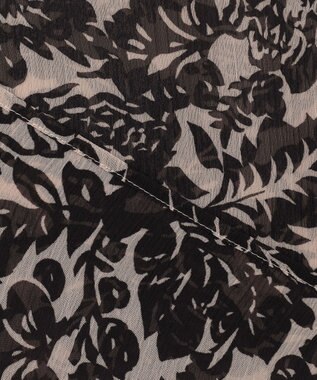 23区 【洗える】ボタニカルプリント スキッパー ブラウス ベージュ×ブラックプリント