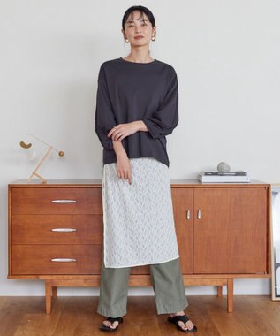 AMERICAN HOLIC 接触冷感7分袖タックスリーブカットプルオーバー Gray