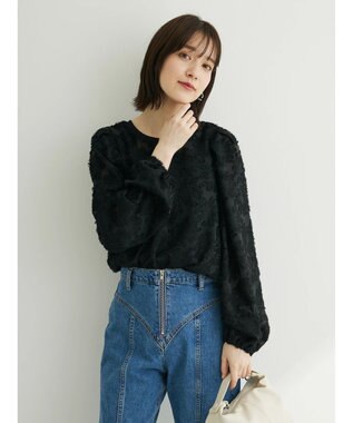 Green Parks シャギージャガードプルオーバー Black