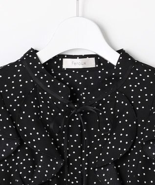 Feroux ウエストシャーリングラッフル ワンピース ブラック系1