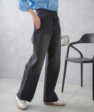 WEGO 【新色追加/美脚/XS～Lサイズ展開】ストレートデニムパンツ ブラック中濃色