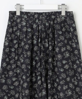J.PRESS LADIES L 【WEB限定・洗える】ラインフラワープリント タック スカート ネイビー系