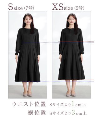 Tiaclasse L 【セレモニー・XSサイズ(5号)追加・新色追加・洗える】キーネックフレアワンピース ブラック