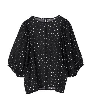 AMERICAN HOLIC ギャザースリーブドットブラウス Black