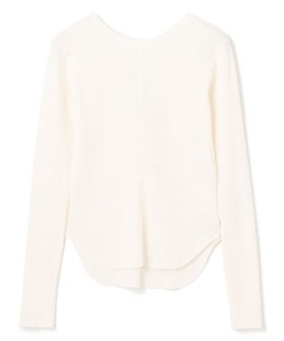 BEIGE， 【洗える】GLOBE / コットンリブ前後2WAYカットソー Ecru