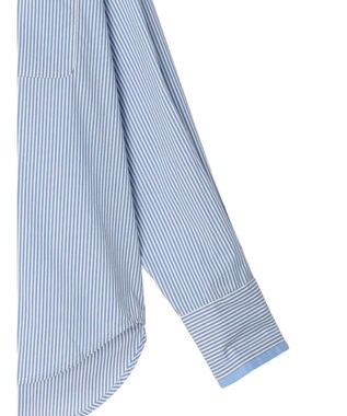earth music&ecology パールボタンシャツ Stripe Blue